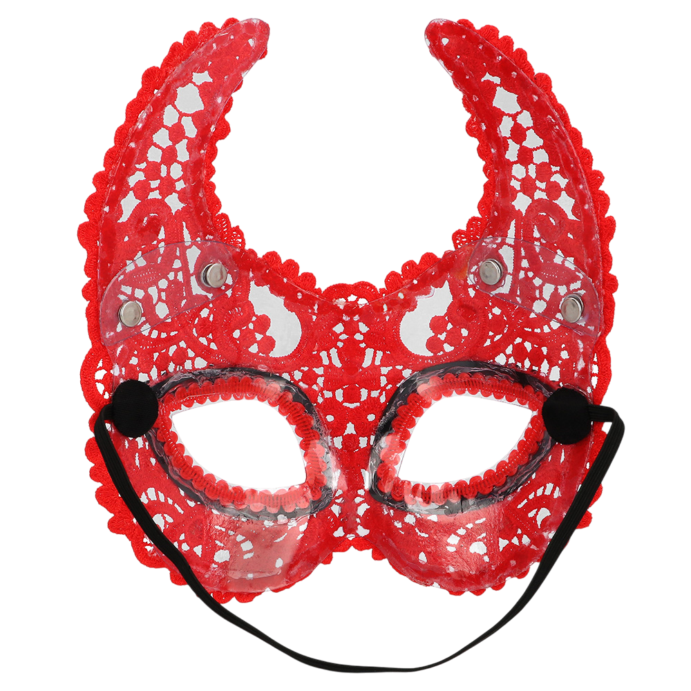 Rød blondermaske som dæmonulv – Halloween