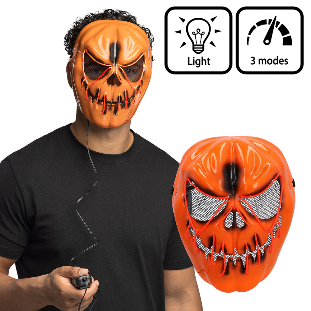 LED-maske med uhyggelig græskar – Lysende Halloween-maske