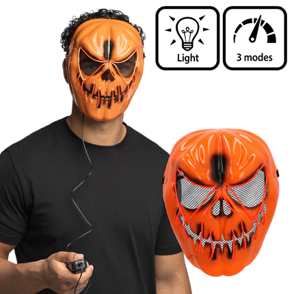 LED-maske med uhyggelig græskar – Lysende Halloween-maske