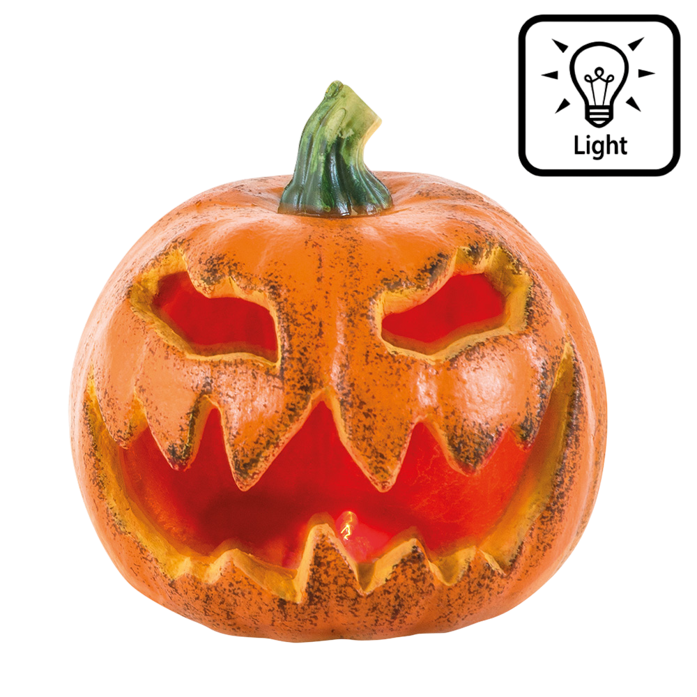 Lysende Halloween-græskar med LED, Ø 16 cm – Dekoration