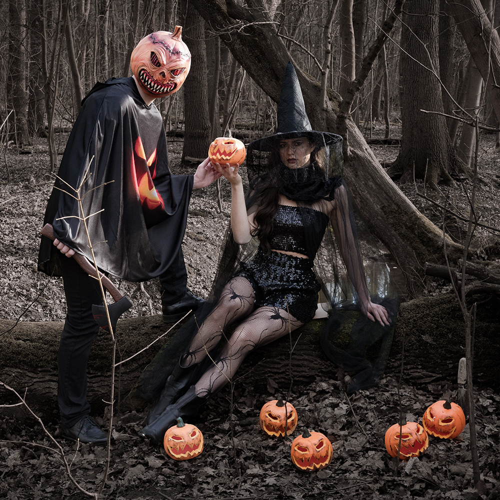 Lysende Halloween-græskar med LED, Ø 16 cm – Dekoration