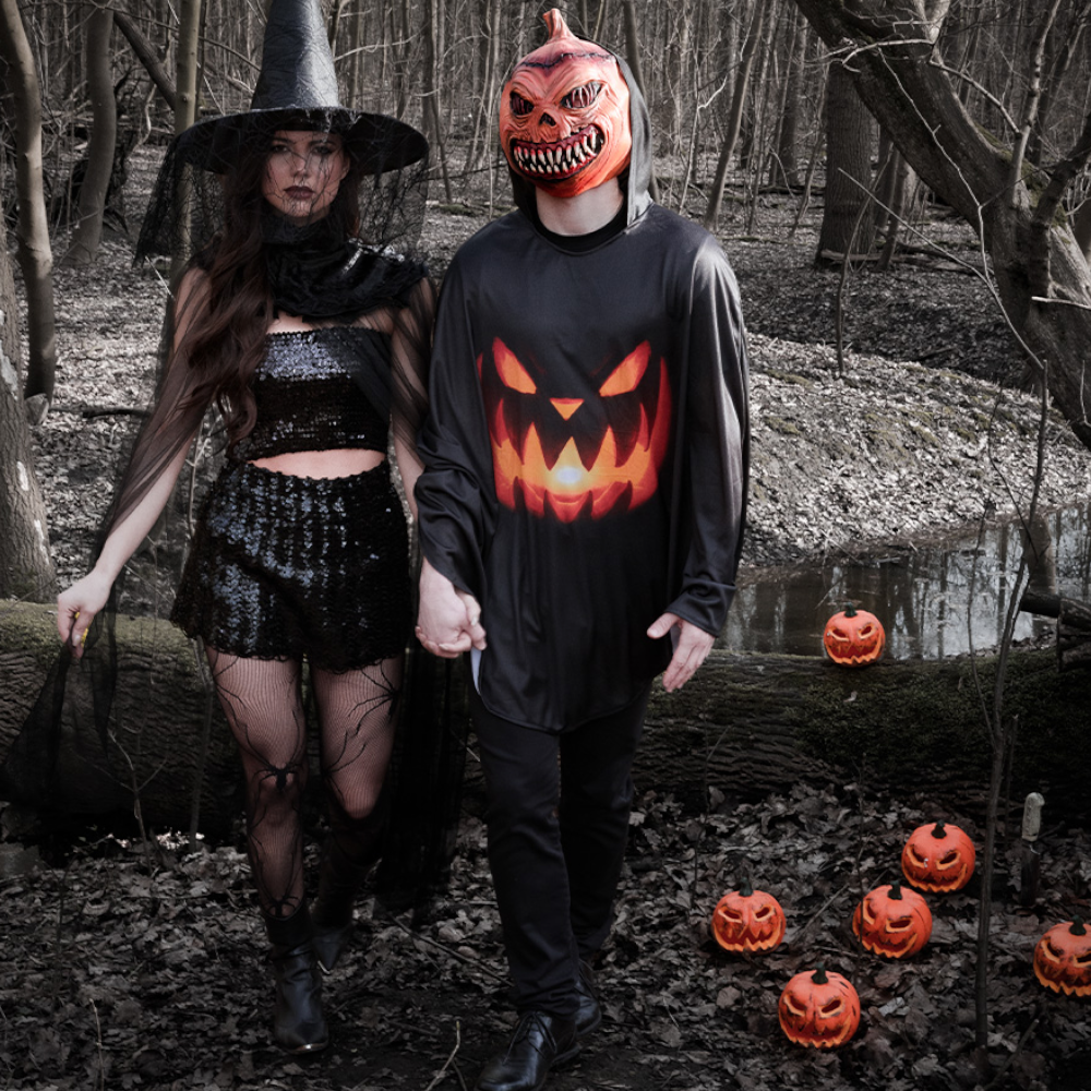 Lysende Halloween-græskar med LED, Ø 16 cm – Dekoration