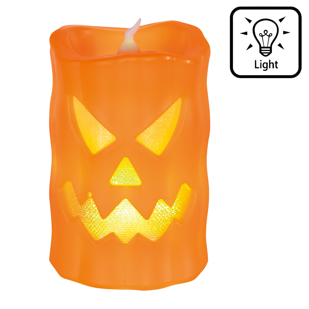 LED-stearinlys i form af et græskar, 10 x 6 cm – Halloween-dekoration