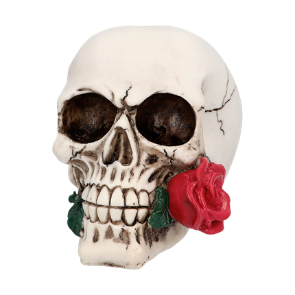 Dødningehoved med blomst 10 x 10,5 x 13 cm – Halloween-pynt