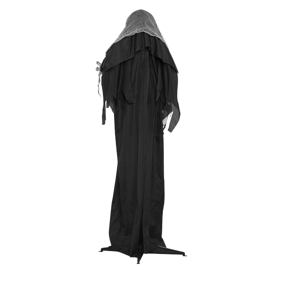Glitrende, animeret dødningehoveddukke, 180 cm – Halloween-dekoration
