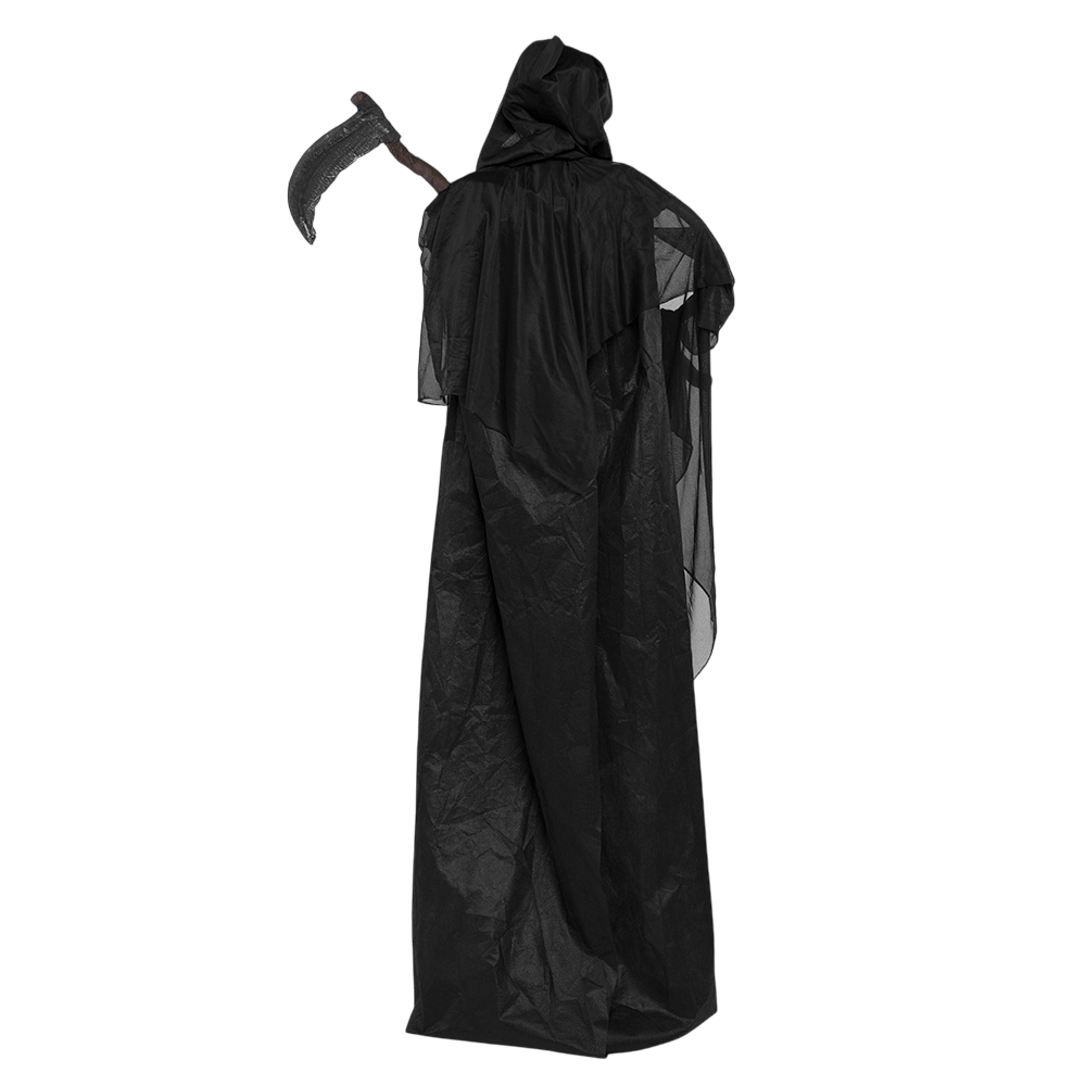 Animeret skeletdukke som dødsenglen med le, 183 cm – Halloween