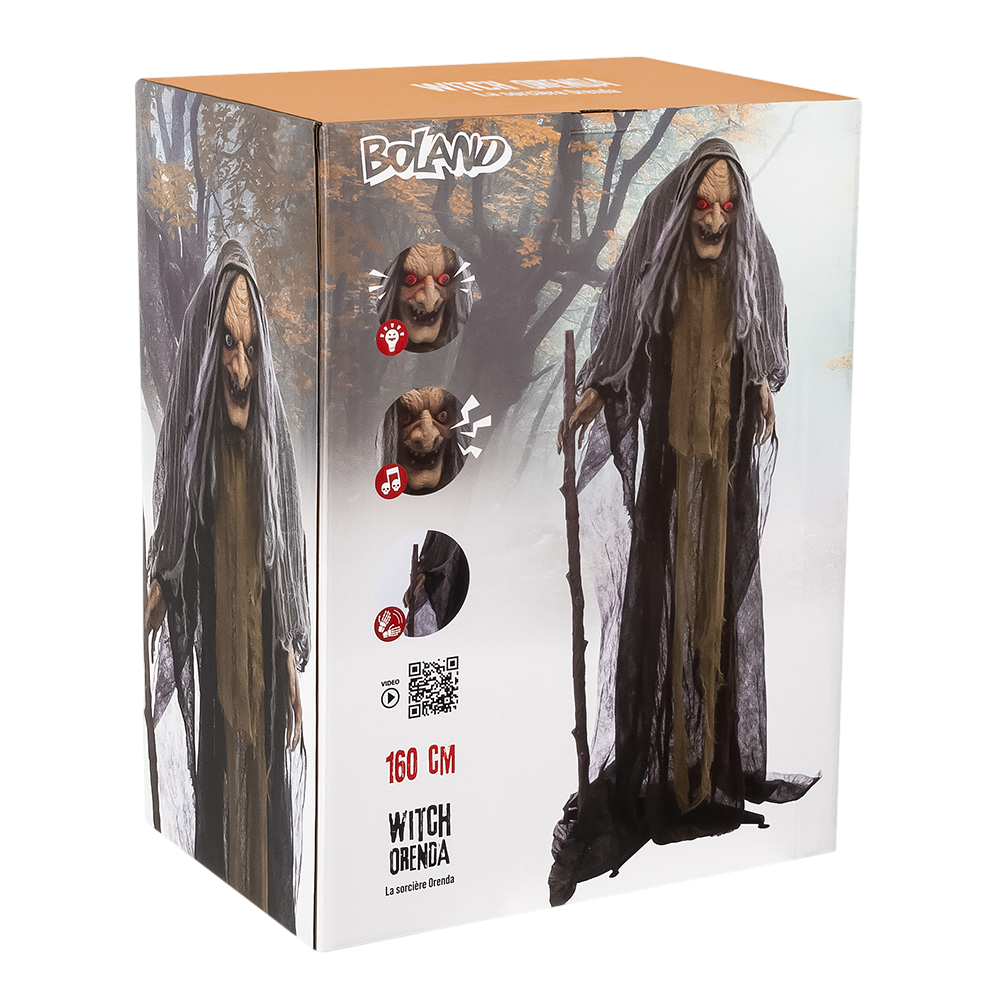 Heks med stok, menneskestørrelse 160 cm – Halloween-dekoration
