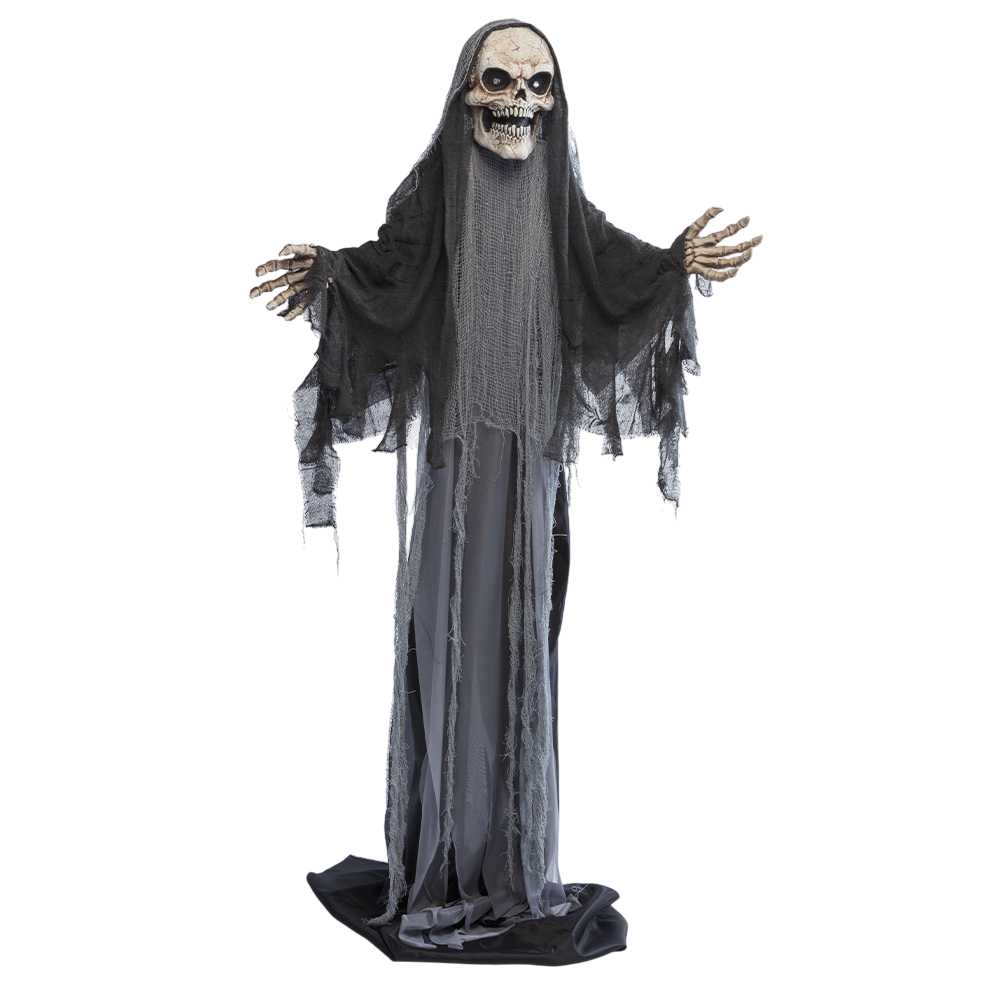 Bevægelig, voksende skeletdukke (Dødemanden) 180 til 215 cm – Halloween
