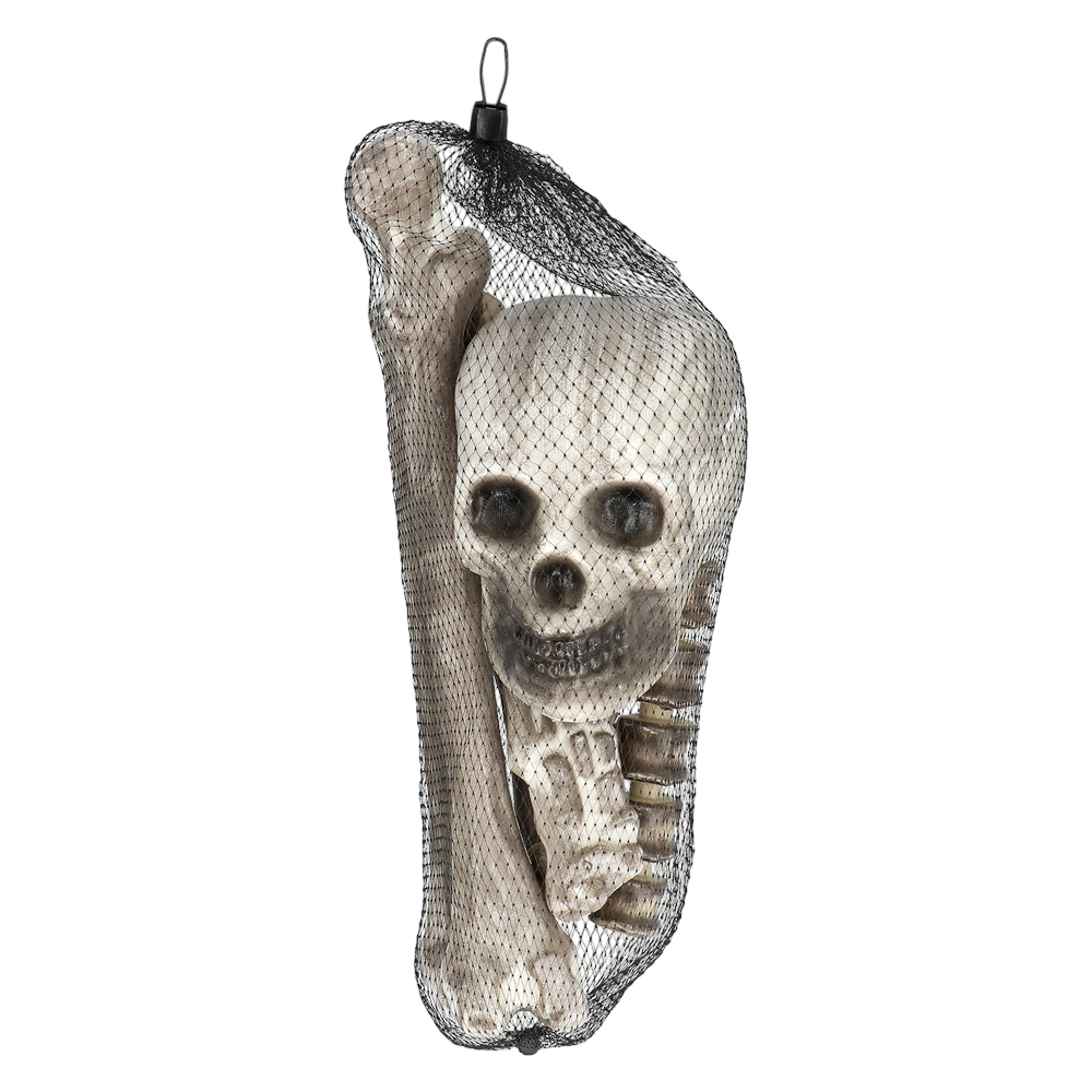 Sæt med 6 dødningehoveder og knogler – Halloween-pynt