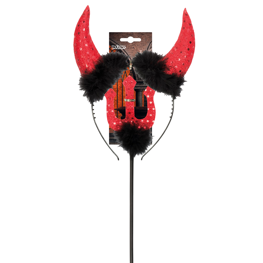 Diabel-sæt med horn og trefork, 40 cm – Halloween-udklædning