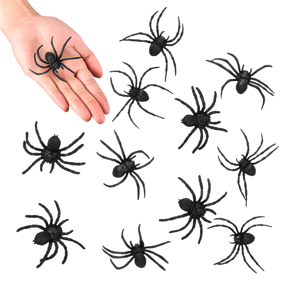 Sæt med 12 edderkopper, 5 x 6 cm – Halloween-dekoration
