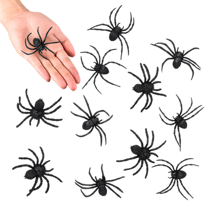 Sæt med 12 edderkopper, 5 x 6 cm – Halloween-dekoration