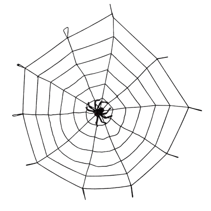 Elastisk spindelvæv, 150 cm, med edderkop – Halloween