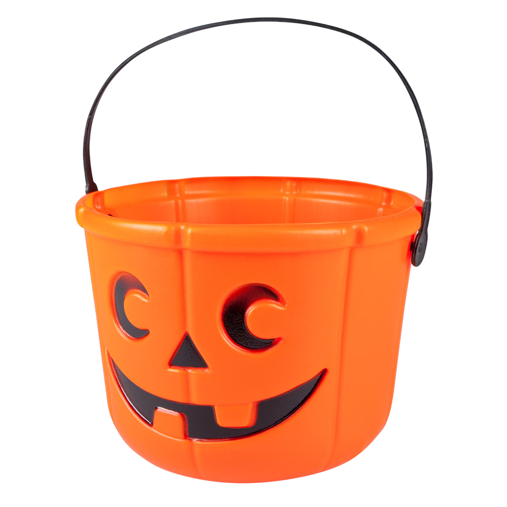 Orange græskarspand 14 x 18 cm – Halloween-slikkurv