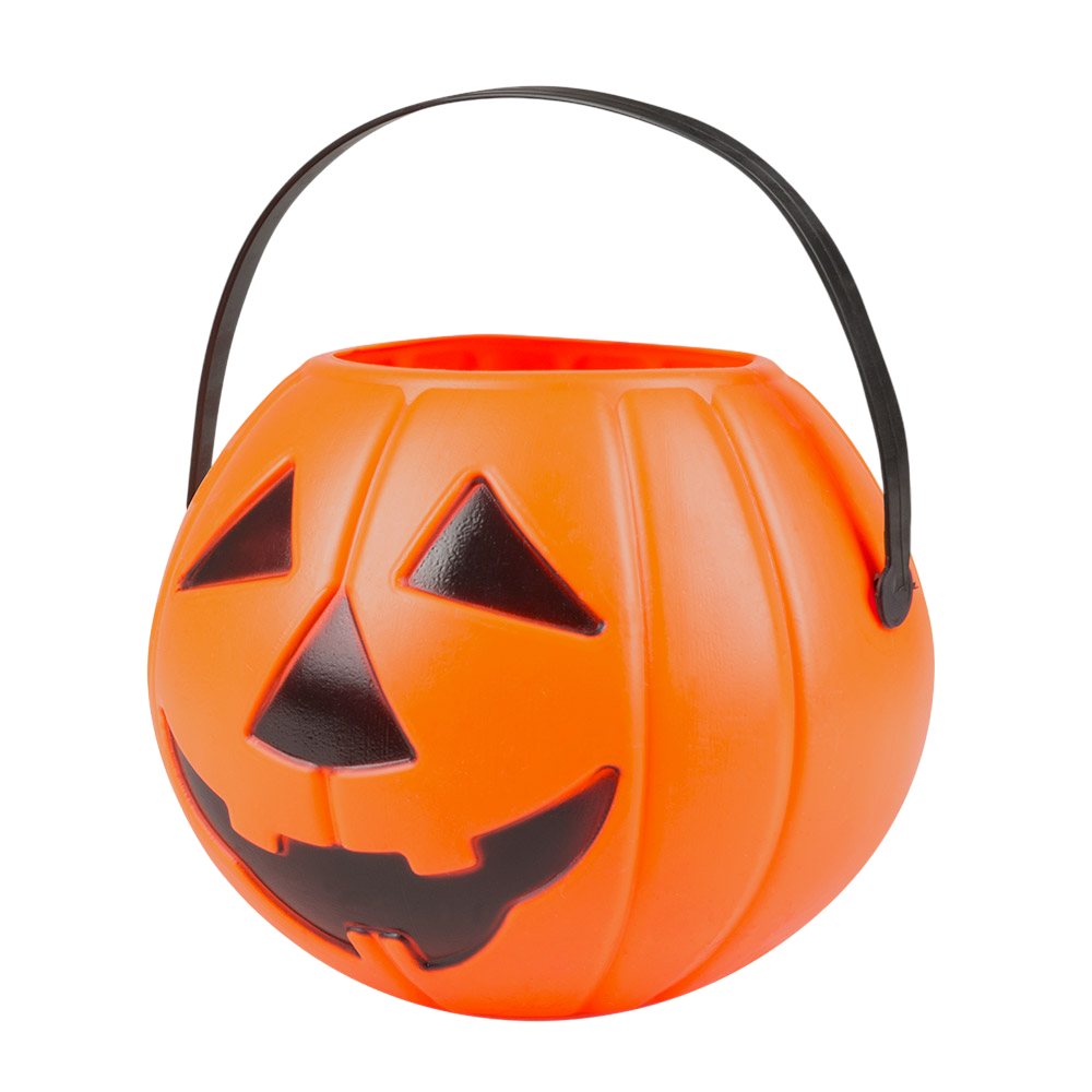 Orange græskarspand 14 x 16 cm – Halloween-slikkurv