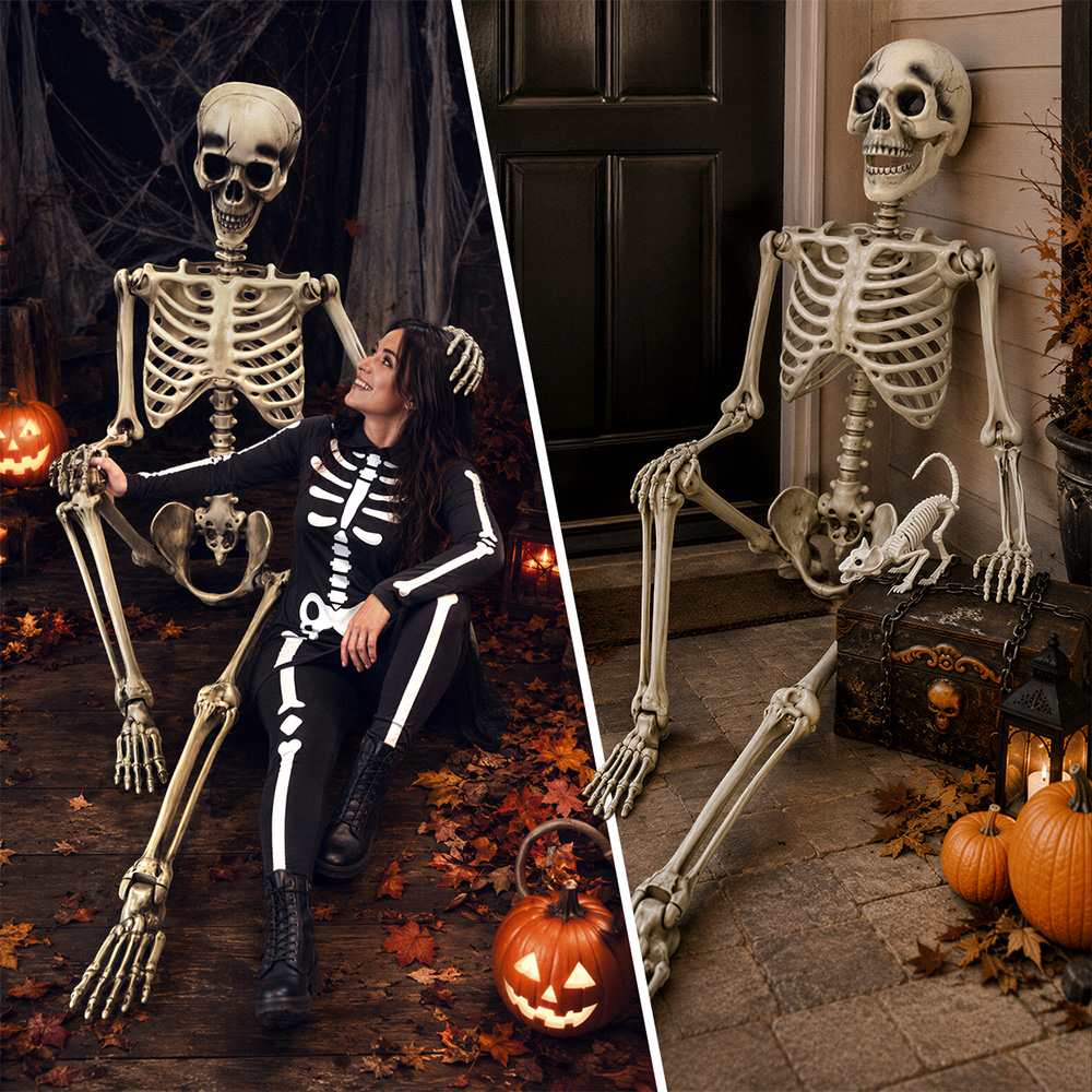 Kæmpe skelet, 240 cm – Halloween-dekoration