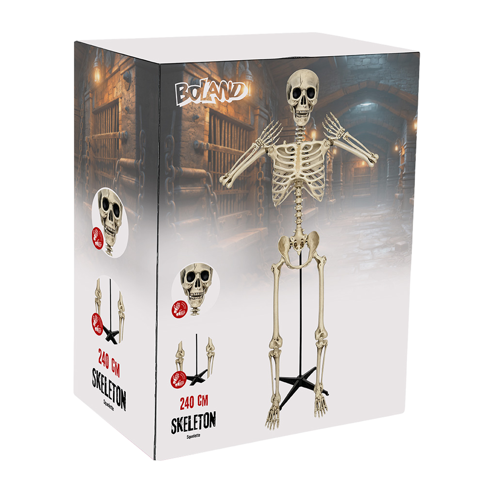 Kæmpe skelet, 240 cm – Halloween-dekoration
