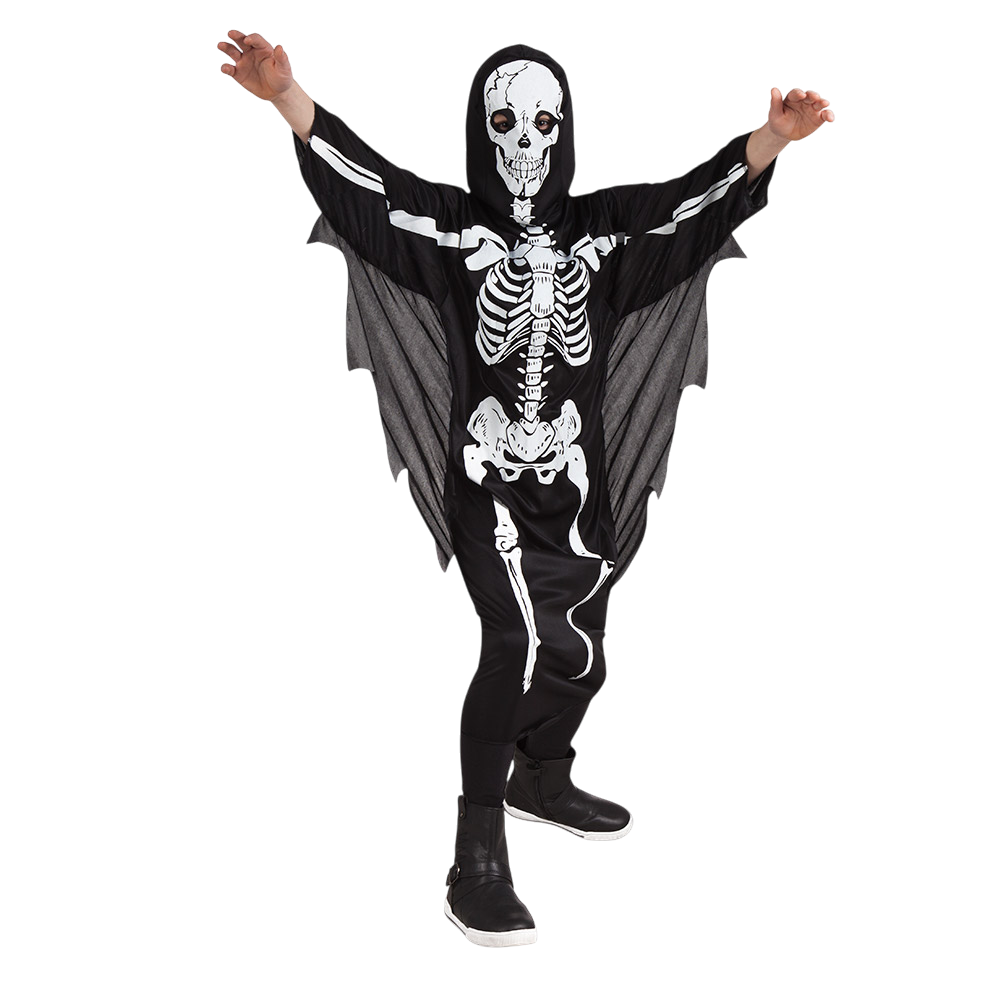 Uhyggelig skelet-udklædning til børn i alderen 7–9 år – Halloween