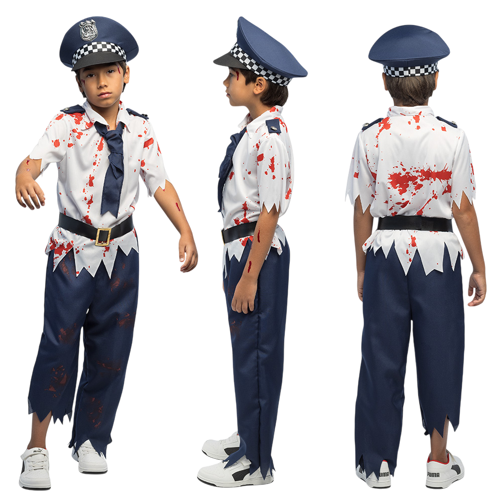 Zombie-politidragt til børn i alderen 7–9 år – Halloween
