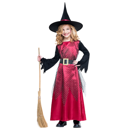 Rød heksekostume til piger i alderen 10-12 år – Halloween