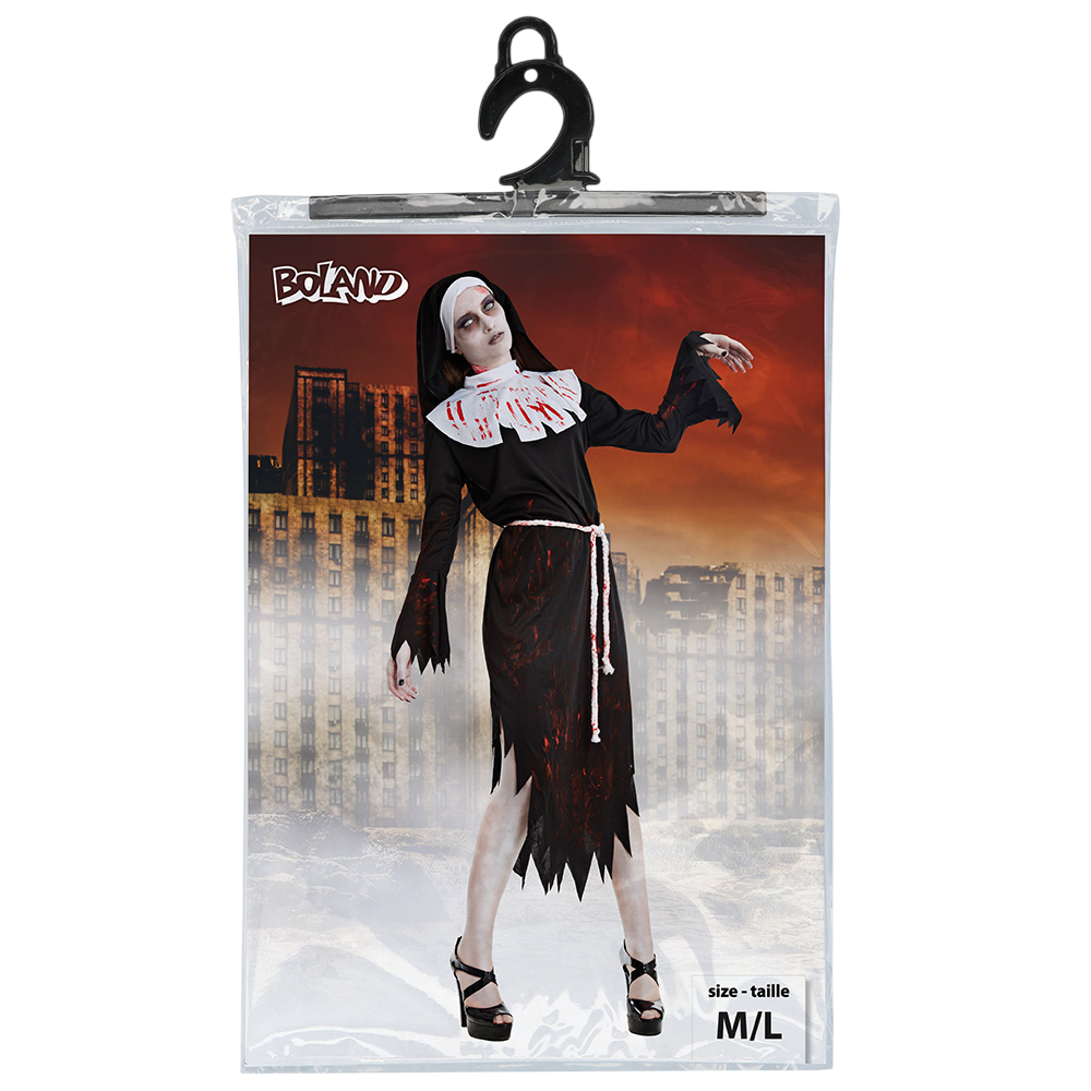 Zombie-nonne-kostume til kvinder, størrelse M/L – Halloween