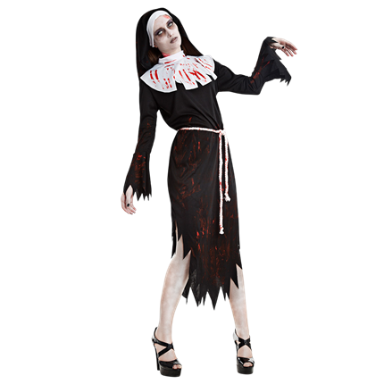 Zombie-nonne-kostume til kvinder, størrelse M/L – Halloween