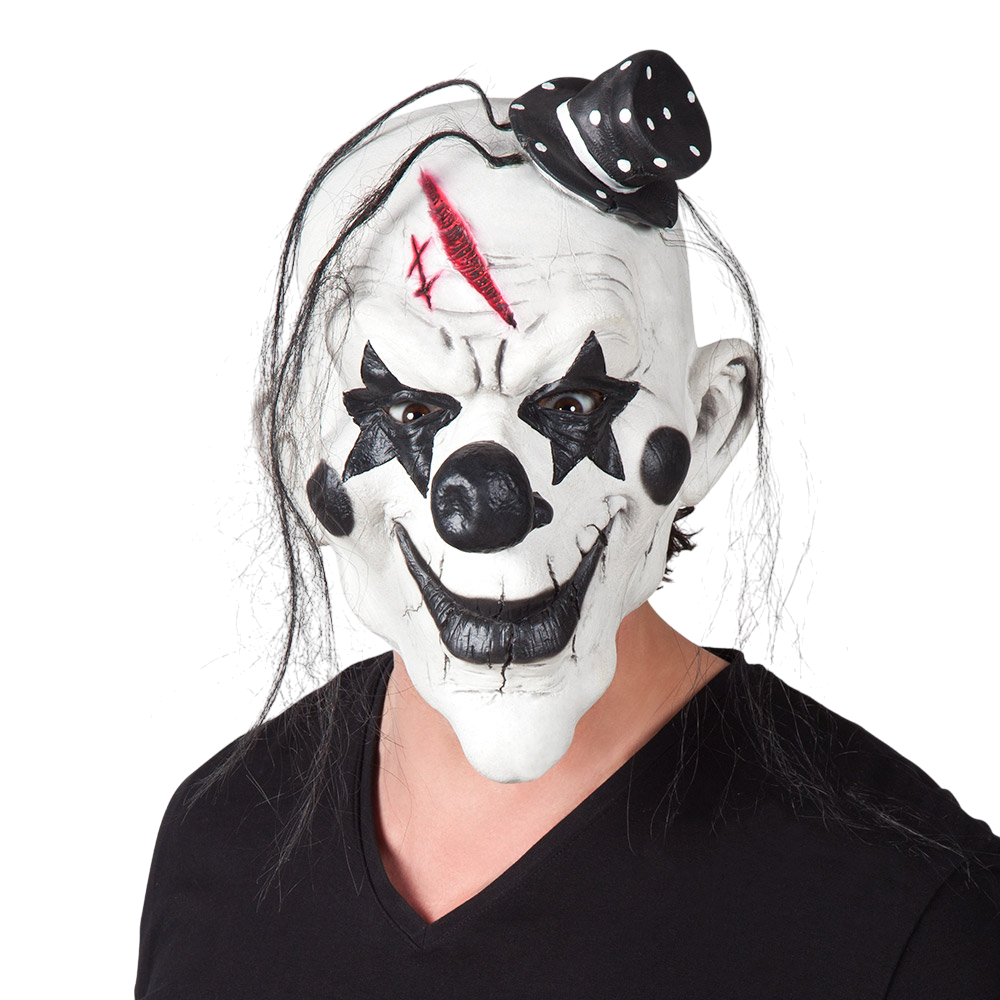 Psycho-klovnemaske i latex med hår – Halloween