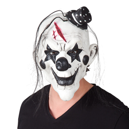 Psycho-klovnemaske i latex med hår – Halloween
