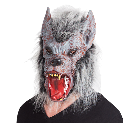 Latexmaske som varulv med hår – Halloween