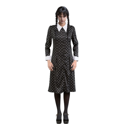 Sort Addams-kjole, størrelse XS – Kostume til kvinder