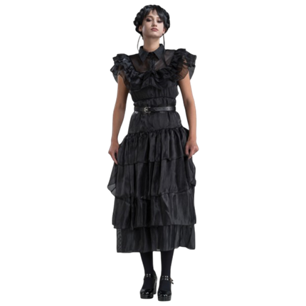 Sort Addams Family-ballkjole, 2-delt, størrelse M – Kostume til kvinder