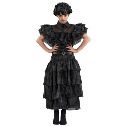 Sort balkjole »Mercredi Addams« 140 cm – Kostume til børn