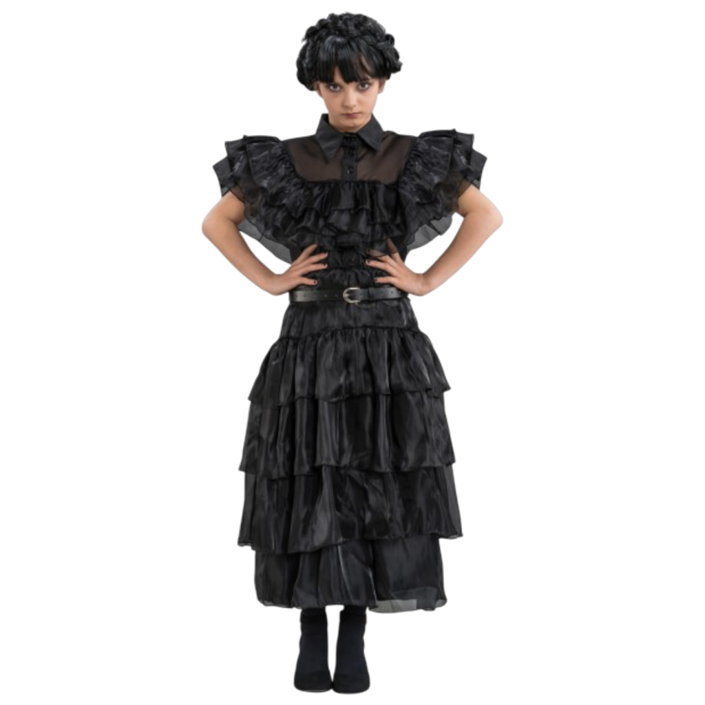 Sort ballkjole »Wednesday Addams« 152 cm – udklædning til børn