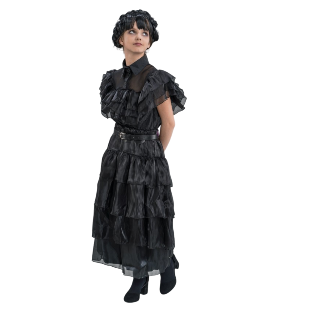 Sort ballkjole »Wednesday Addams« 152 cm – udklædning til børn