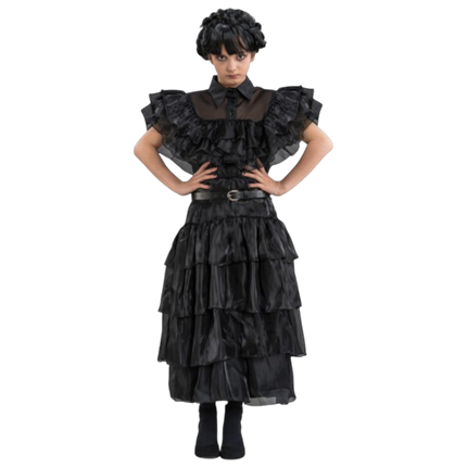 Sort ballkjole »Wednesday Addams« 152 cm – udklædning til børn