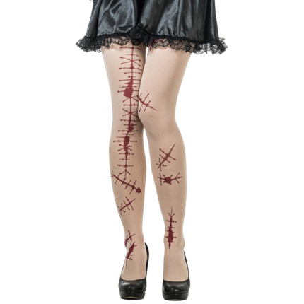 Halloween-strømpebukser med blodige ar-effekt – One-size