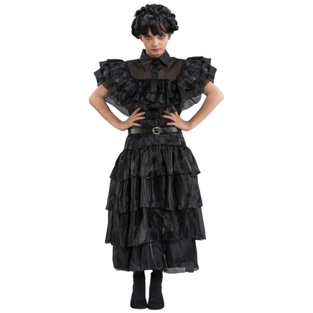 Sort balkjole »Mercredi Addams« 128 cm – Kostume til børn