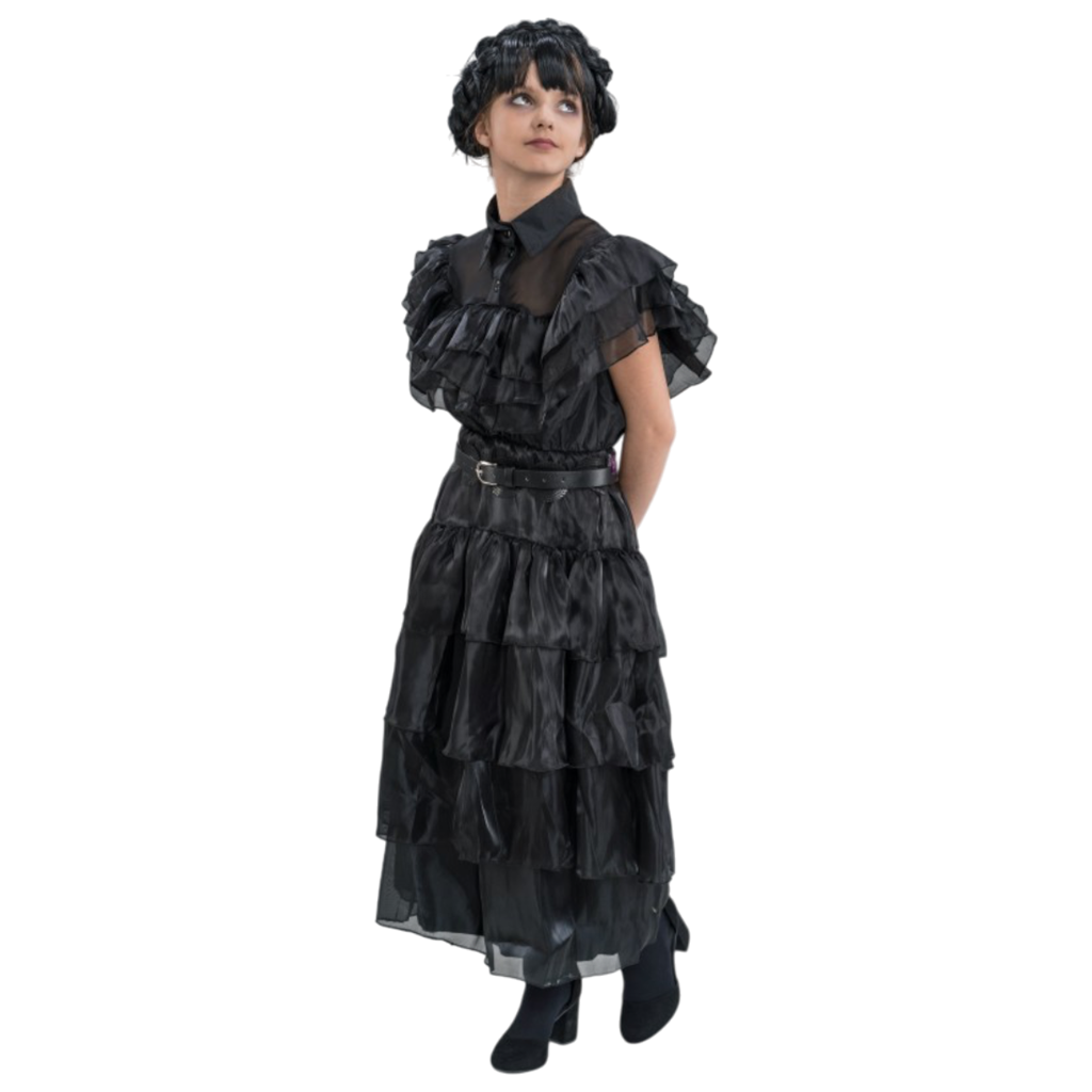Sort balkjole »Mercredi Addams« 128 cm – Kostume til børn