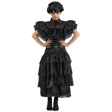 Sort balkjole »Mercredi Addams« 128 cm – Kostume til børn