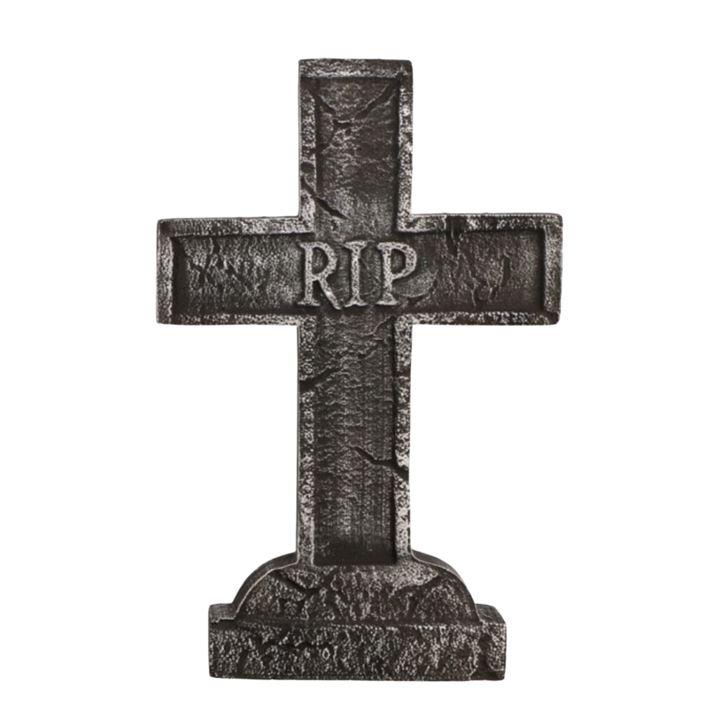 Gravsten med kors, RIP, 58 cm – Halloween-dekoration