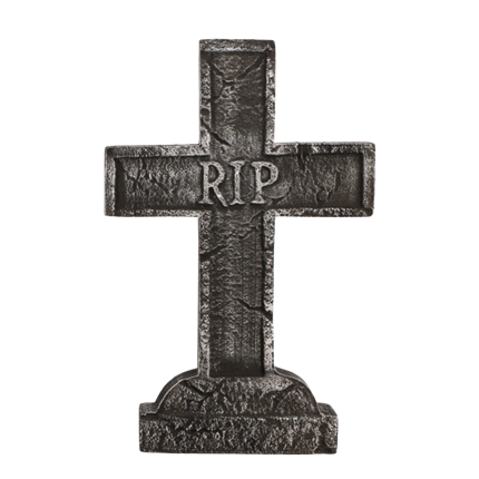 Gravsten med kors, RIP, 58 cm – Halloween-dekoration