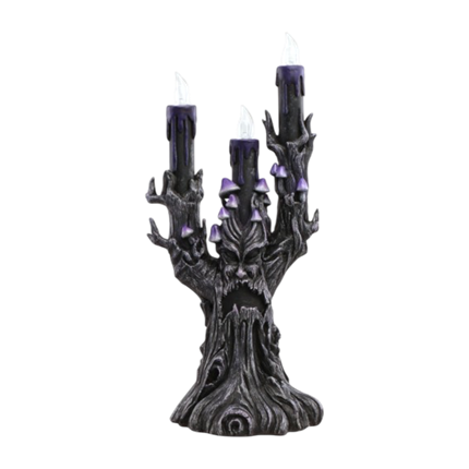 LED-lysestage »Det onde træ«, lilla, 30,5 cm – Halloween-dekoration