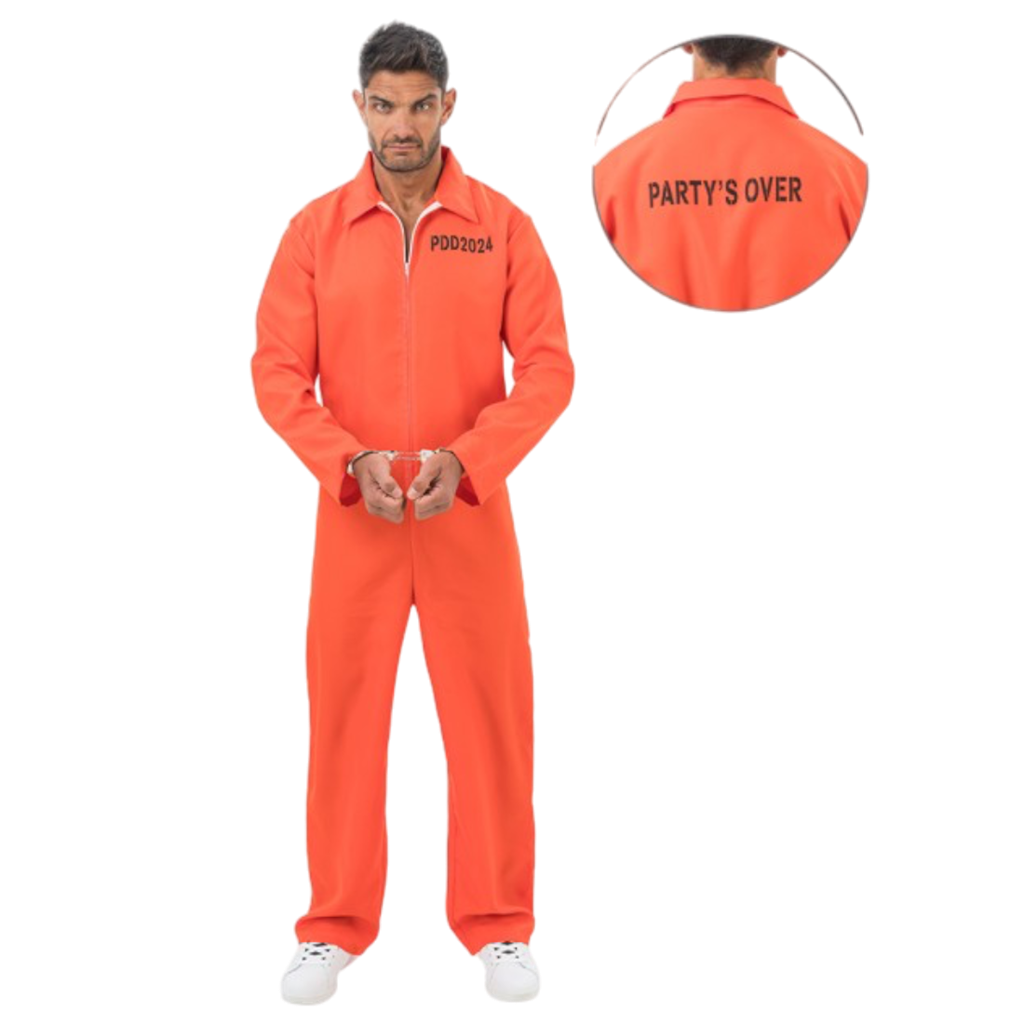 Orange fange-kostume 180 cm – Halloween-overalls