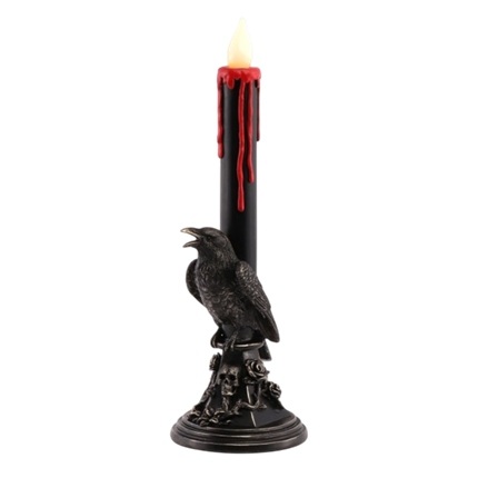 Lysestage »Sort ravn« med LED, 45,5 cm – Halloween-dekoration