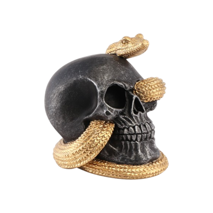 Kranie med gylden slange, 14,5 cm – Halloween-pynt