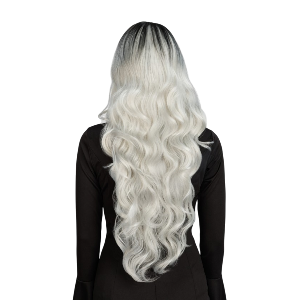 Grå ombré-paryk i glamourøs hekse-stil, 65 cm – Halloween