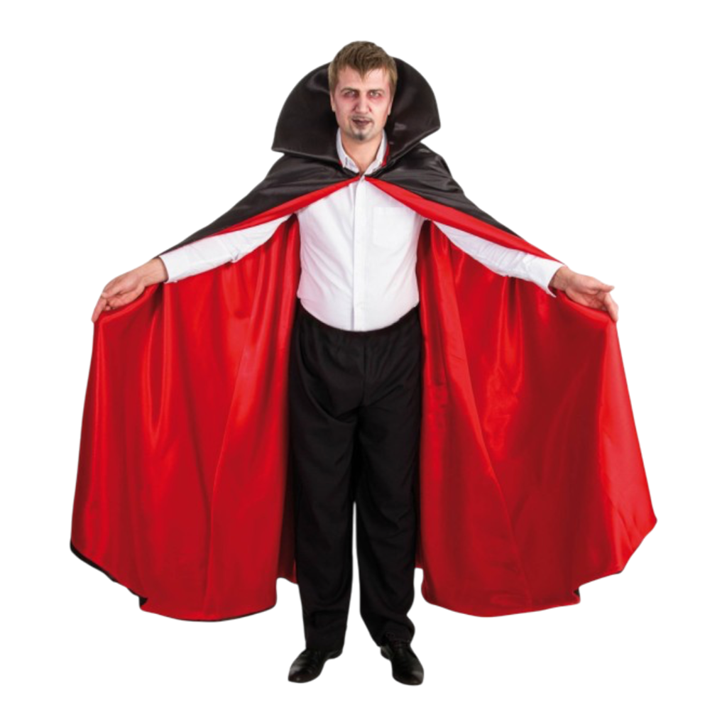 Rød og sort vampyrkappe, 170 cm – Halloween-udklædning