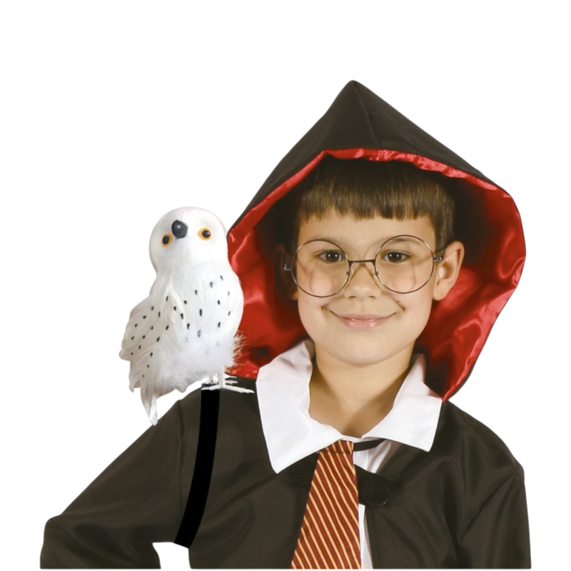 Hvid ugle 22 cm – Halloween-pynt