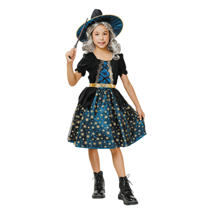 Blå stjerneheks-kostume til børn i alderen 4–6 år – Halloween