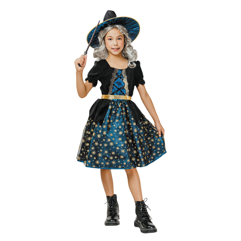 Blå stjerneheks-udklædning til børn i alderen 7–9 år – Halloween